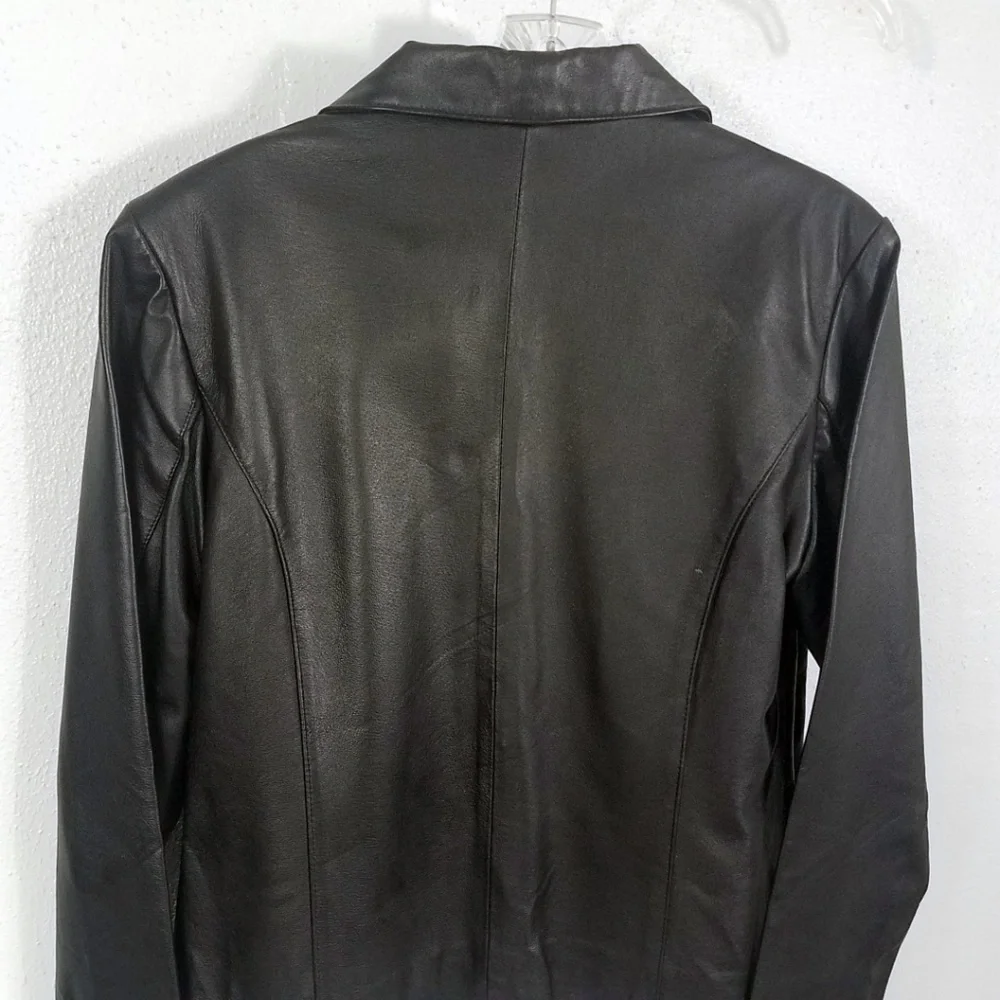 USA Leather Women's Black Button Down Jacket Coat - Picture 7 of 8